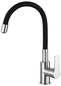 Aqualine - Mosogató csap rugalmas karral LORE fekete/fényezett króm