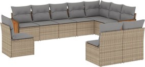 vidaXL 10 részes bézs polyrattan kerti ülőgarnitúra párnával