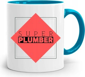 Kék Ajándék Bögre Plumber Vízvezeték Szerelőnek, fényképes nyomtatással