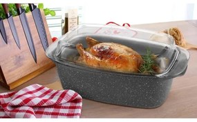 32×20×11 cm-es fekete sütőtepsi fedővel