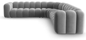 Világosszürke bársony moduláris sarokkanapé Lupine – Micadoni