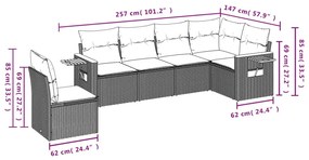 6 részes bézs polyrattan kerti ülőgarnitúra párnával