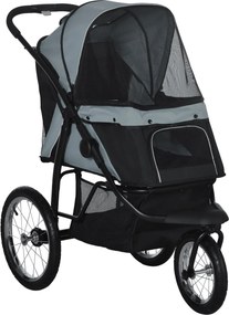 PawHut Kutya Kocsi Kutya Babakocsi Összecsukható Kutyák és Macskák Számára 20 kg-ig, Macska Kocsi Minden Terepre Kialakított Gumi Kerekekkel, Párnázot