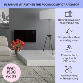 Klarstein Bansin Crystal Smart, konvektor, 1500 W, 5 - 50 °C, vezérlés applikáción keresztül