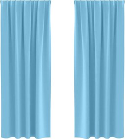vidaXL Fekete Függöny Gyűrűkkel 2 pcs Világoskék 245 x 140 cm