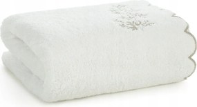 Kéztörlő kicsi 30X50 krémszínű, hullámos bordűrrel Eurofirany