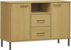 vidaXL OSLO barna tömör fa tálalószekrény fém lábakkal 113x40x77 cm