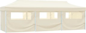 vidaXL krémszínű összecsukható rendezvénysátor 8 oldalfallal 870x291x315 cm