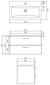 Cersanit S801-338-DSM – LARA 80 cm fehér fali fürdőszobaszekrény mosdóval
