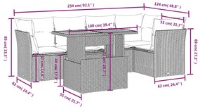 5 részes bézs polyrattan kerti ülőgarnitúra párnákkal