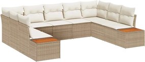 vidaXL Kerti Kanapé Szett párnával 9 pcs Bézs Poli rattan