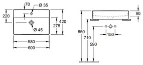 Villeroy & Boch 4A076001 - MEMENTO 60×42 cm ráépíthető mosdókagyló, kerámia/fehér