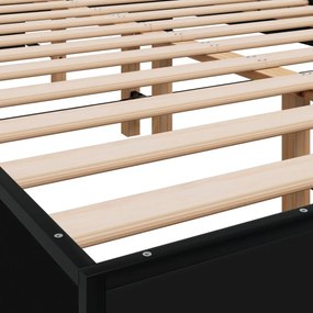 fekete szerelt fa és fém ágykeret 140 x 200 cm