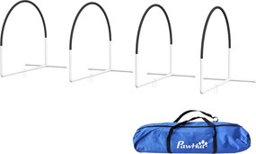 PawHut Kutya Agilitási Szett, 4 Darabos Kutya Képző Eszköz Cölöppel, Agilitási Felszerelés Kutyáknak Oxford Hordtáskával, Fekete | Aosom