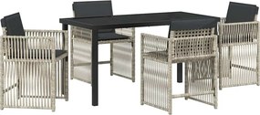 vidaXL Kert étkező szett 5 pcs Világosszürke Porszórt acél