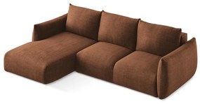 Terrakotta színű kinyitható sarokkanapé (bal oldali-heverő résszel) Leila – Makamii