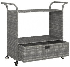szürke polyrattan bárkocsi fiókkal 100 x 45 x 97 cm