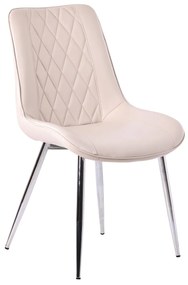 Scaun de dining elegant, bej, cu tapițerie din piele ecologică