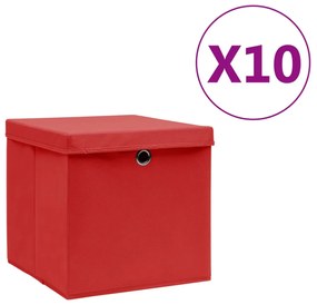 10 db piros fedeles tárolódoboz 28 x 28 x 28 cm