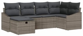Kerti Kanapé Szett 6 pcs Szürke 55 x 62 x 69 cm Poli rattan