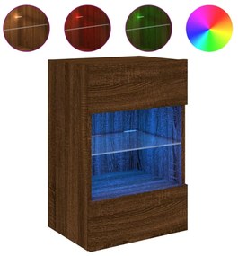 barna tölgyszínű fali TV-szekrény LED-del 40x30x60,5 cm