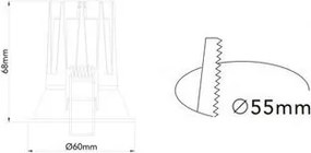 UNIVERSO Süllyesztett spot lámpa 5w 280lm 2700K-4000K.Kap RA90 26° IP20 Fehér D60x68mm kivágás:55mm 5év