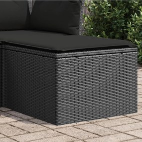 Fekete polyrattan kerti szék párnával 55 x 55 x 37 cm