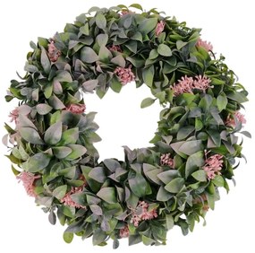 Rózsaszín-zöld mű kopogtató 40cm