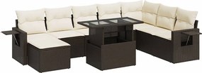 vidaXL 9 részes barna polyrattan kerti ülőgarnitúra párnákkal
