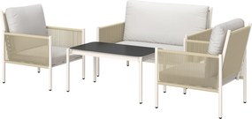 Outsunny Rattan Kerti Bútor Szett, Lounge Szett 2 Fős Kanapéval, Karosszékkel, Üveg Asztallal, Párnákkal, Időjárásálló Ülőgarnitúra 4 Főnek | Aosom