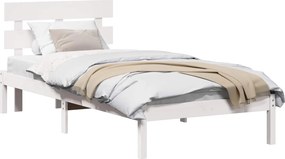 vidaXL Ágykeret fejtámlával Fehér 90 x 200 cm Tömör fenyőfa