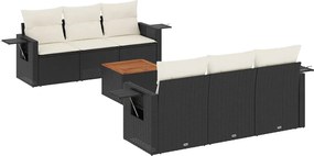 vidaXL 7 részes fekete polyrattan kerti ülőgarnitúra párnával