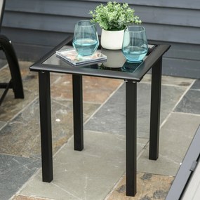 Outsunny 2 db Modern Designű Napozóágy Üveglapos Kávézóasztallal Epoxi Fém Szürke Textilene | Aosom