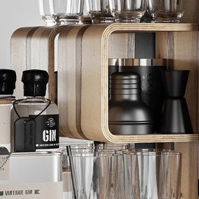 Koupelnová skříňka / kanistr - Bathroom Cabinet, Nano Black, 6 variant - Danish Fuel variáns: Red Gum