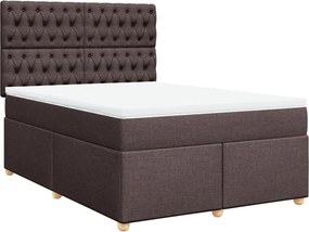vidaXL sötétbarna szövet rugós ágy matraccal 140 x 190 cm