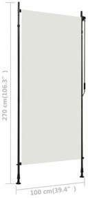 krémszínű kültéri roló 100 x 270 cm