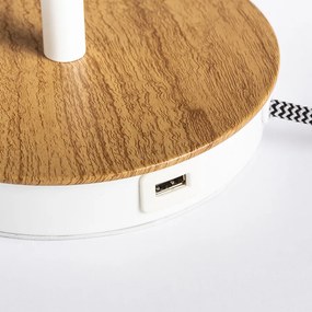 RENDL KEITH/DELISA stolní s USB bílá knoflíky/buk 230V LED E27 11W