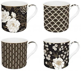 Porcelán virágos bögre 4 db szett Coffee Mania Art Deco & Flowers