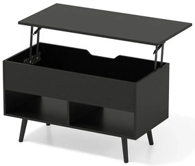 Dohányzóasztal emelhető asztallappal, fekete