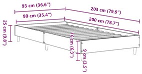 fehér szerelt fa ágykeret matrac nélkül 90 x 200 cm