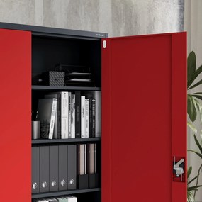 Fém iratszekrény JAN II, 1150 x 185 x 400 mm, antracit-piros