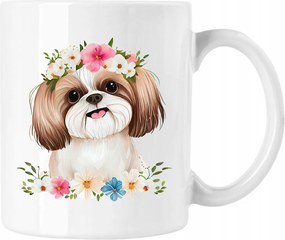 Virágos bögre Kutya Akvarell Fehér 330ml