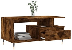 Füstös tölgy színű szerelt fa dohányzóasztal 90x49x45 cm
