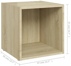 2 db sonoma tölgy színű szerelt fa TV-szekrény 37 x 35 x 37 cm