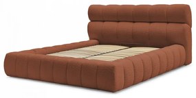 Narancssárga kárpitozott ágyneműtartós franciaágy ágyráccsal 160x200 cm Mont Blanc – Bobochic Paris