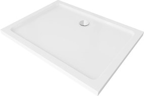 Mexen SLIM - Négyszögletű zuhanytálca 130x90x5cm + króm szifon, fehér, 40109013