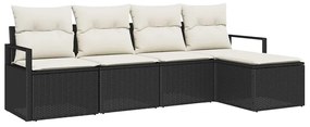 vidaXL Kanapé Szett 5 pcs Fekete polirattan