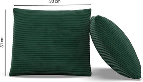 Dekoratív párna, 2 db, hab töltet, kordbársony, zöld