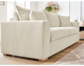 Krémszínű kordbársony kinyitható kanapé 225 cm Augustin – Bobochic Paris