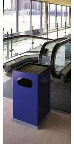 Manutan  Fém kÜltéri szemetes kosár hamutartóval, térfogata 70 l, kék%